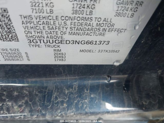 Photo 8 VIN: 3GTUUGED3NG661373 - GMC SIERRA 1500 