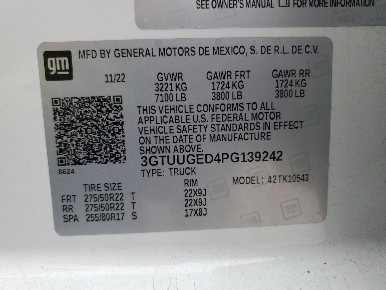 Photo 11 VIN: 3GTUUGED4PG139242 - GMC SIERRA 