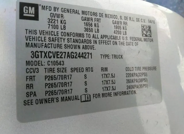 Photo 8 VIN: 3GTXCVE27AG244271 - GMC SIERRA 1500 