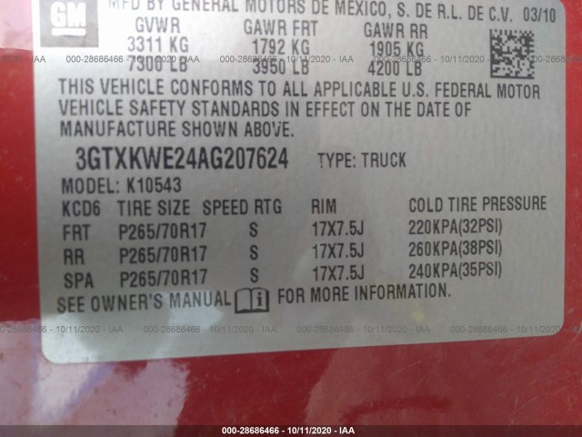 Photo 8 VIN: 3GTXKWE24AG207624 - GMC SIERRA 1500 