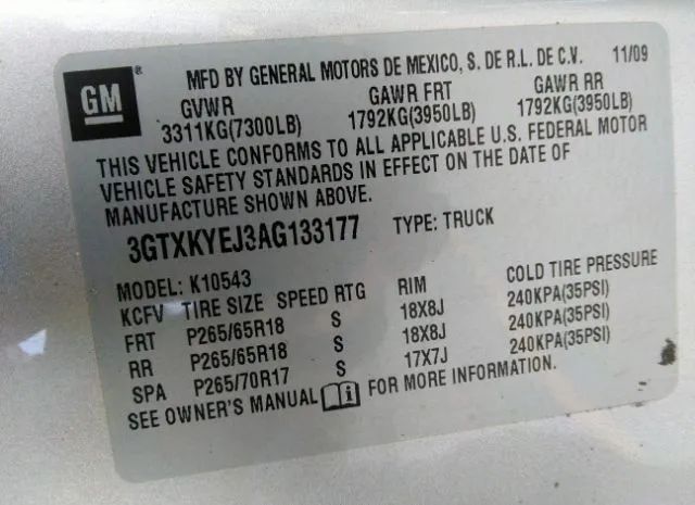 Photo 8 VIN: 3GTXKYEJ3AG133177 - GMC SIERRA 1500 HYBRID 