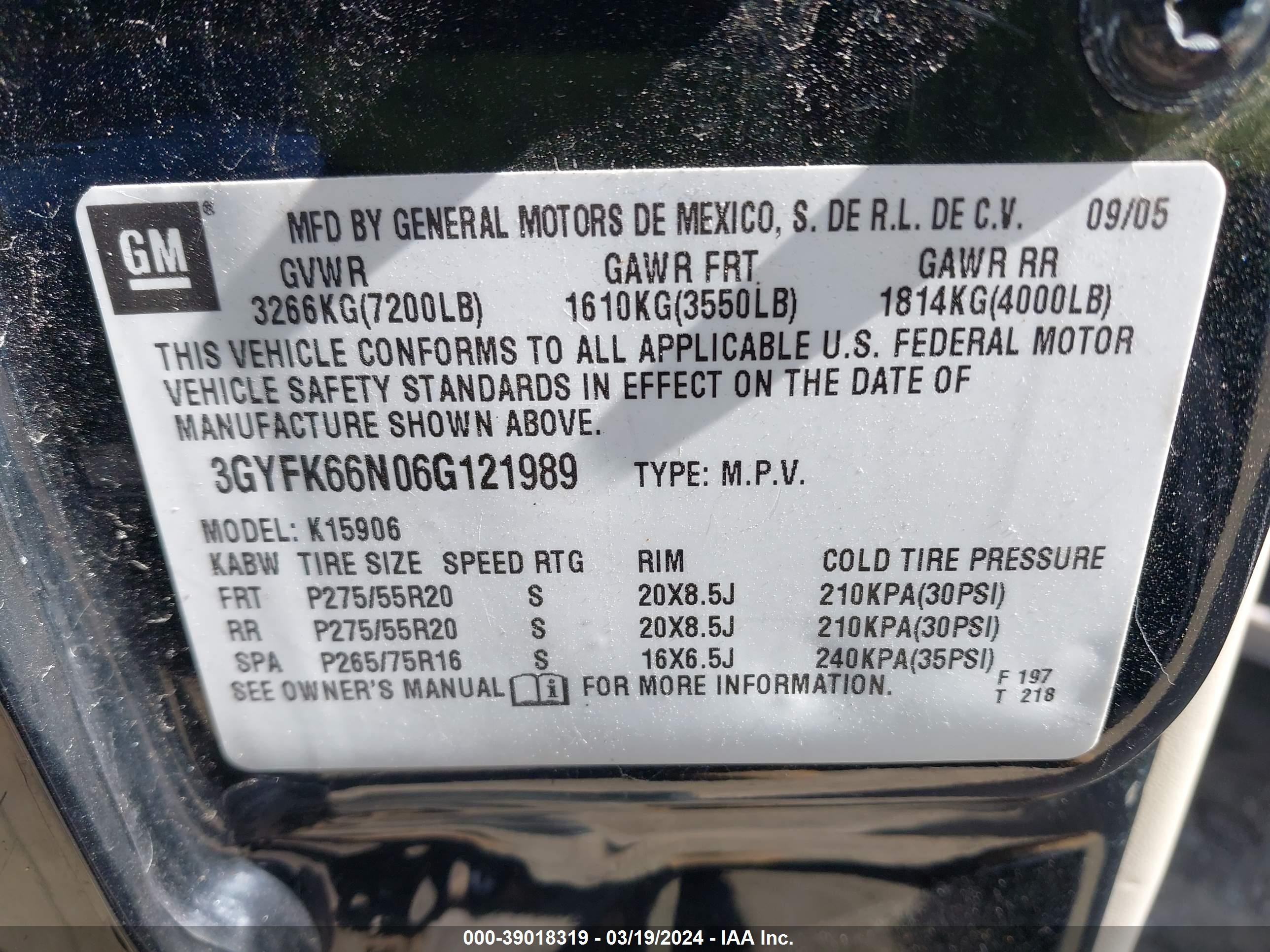 Photo 8 VIN: 3GYFK66N06G121989 - CADILLAC ESCALADE 