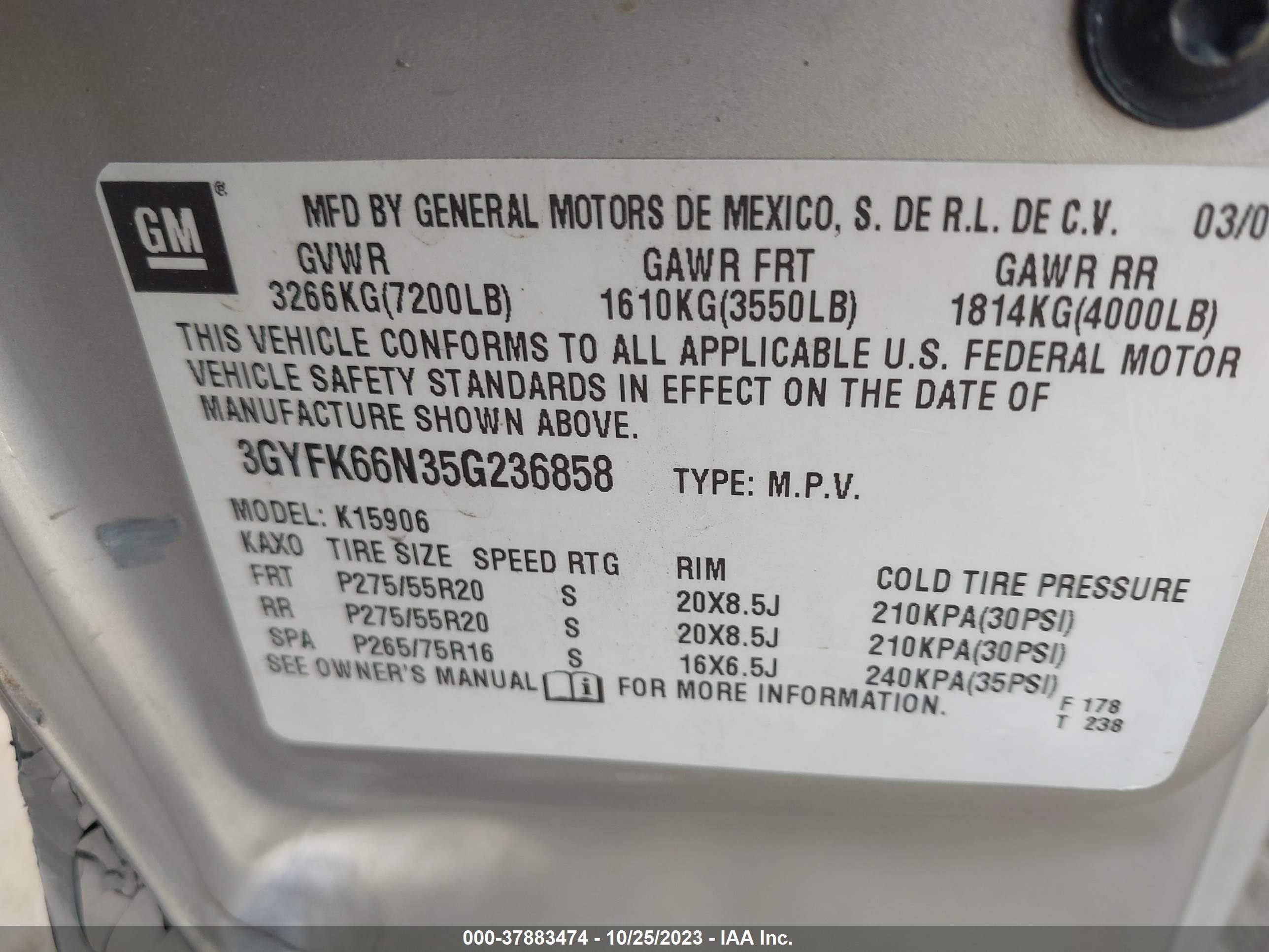 Photo 8 VIN: 3GYFK66N35G236858 - CADILLAC ESCALADE 