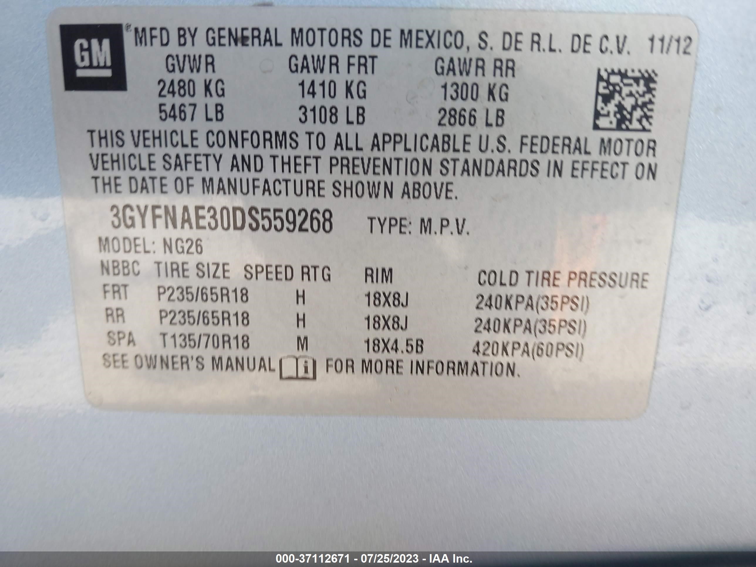 Photo 8 VIN: 3GYFNAE30DS559268 - CADILLAC SRX 