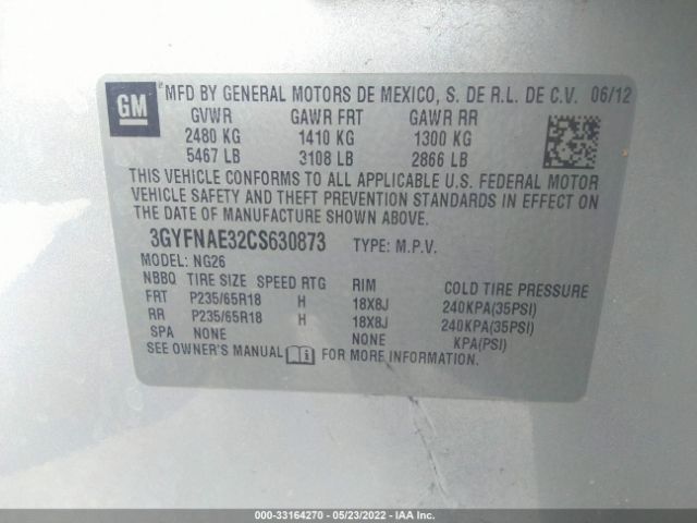 Photo 8 VIN: 3GYFNAE32CS630873 - CADILLAC SRX 