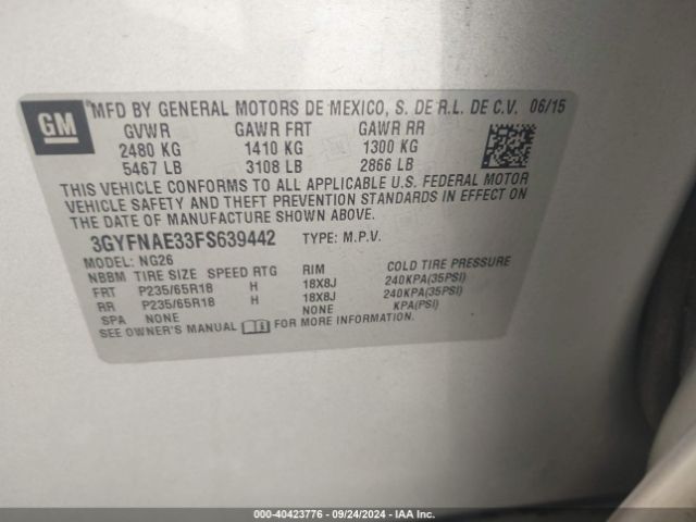 Photo 8 VIN: 3GYFNAE33FS639442 - CADILLAC SRX 