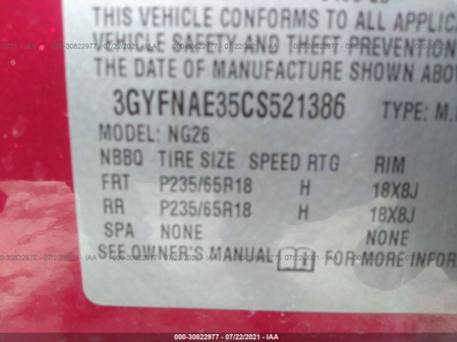 Photo 8 VIN: 3GYFNAE35CS521386 - CADILLAC SRX 