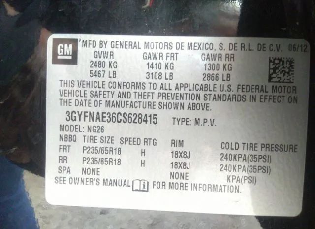 Photo 8 VIN: 3GYFNAE36CS628415 - CADILLAC SRX 