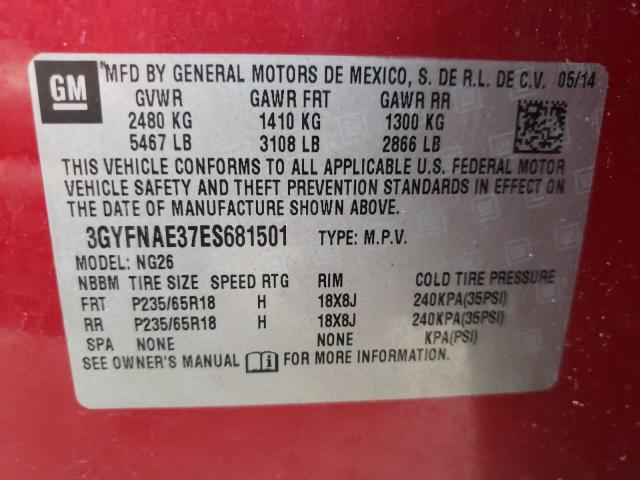 Photo 9 VIN: 3GYFNAE37ES681501 - CADILLAC SRX 