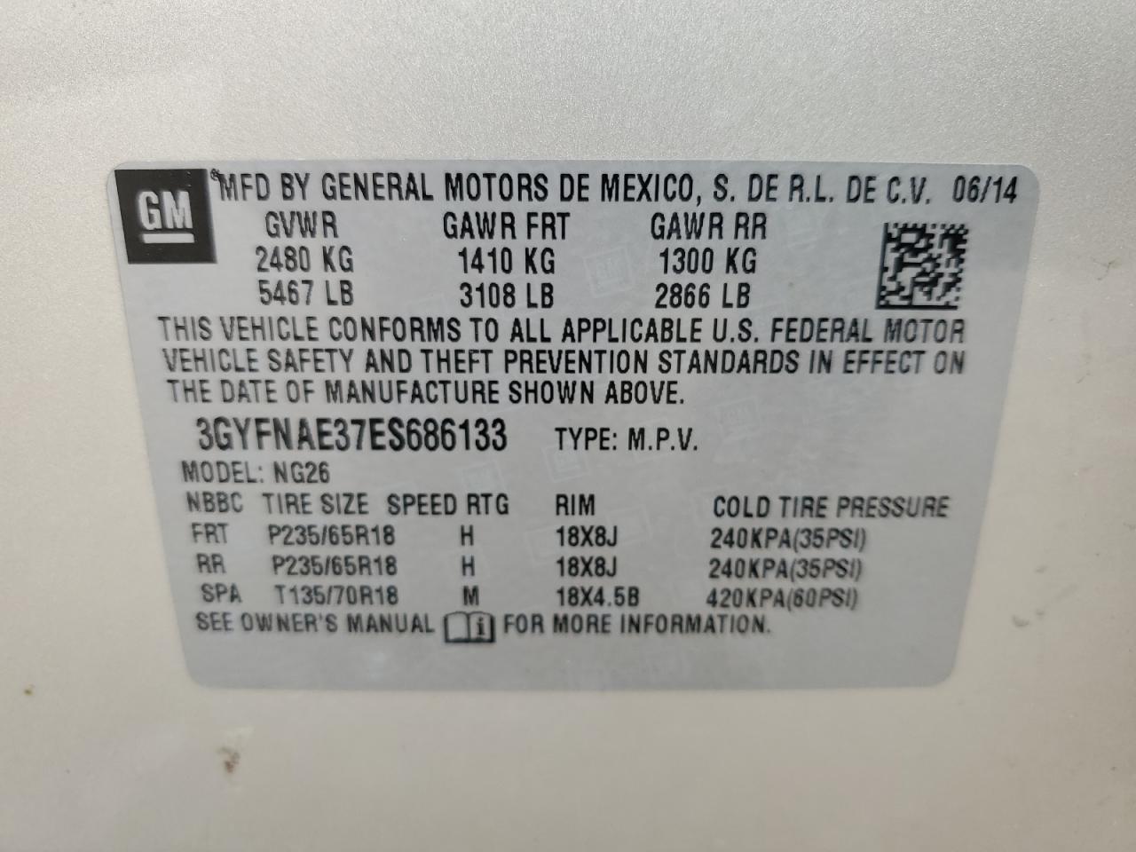 Photo 11 VIN: 3GYFNAE37ES686133 - CADILLAC SRX 