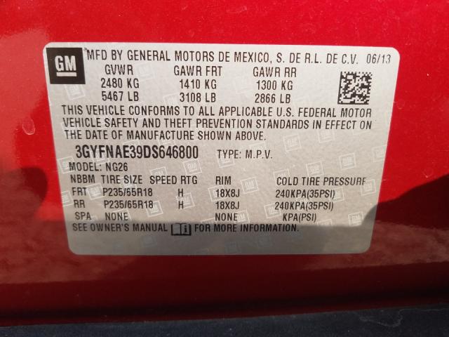 Photo 9 VIN: 3GYFNAE39DS646800 - CADILLAC SRX 