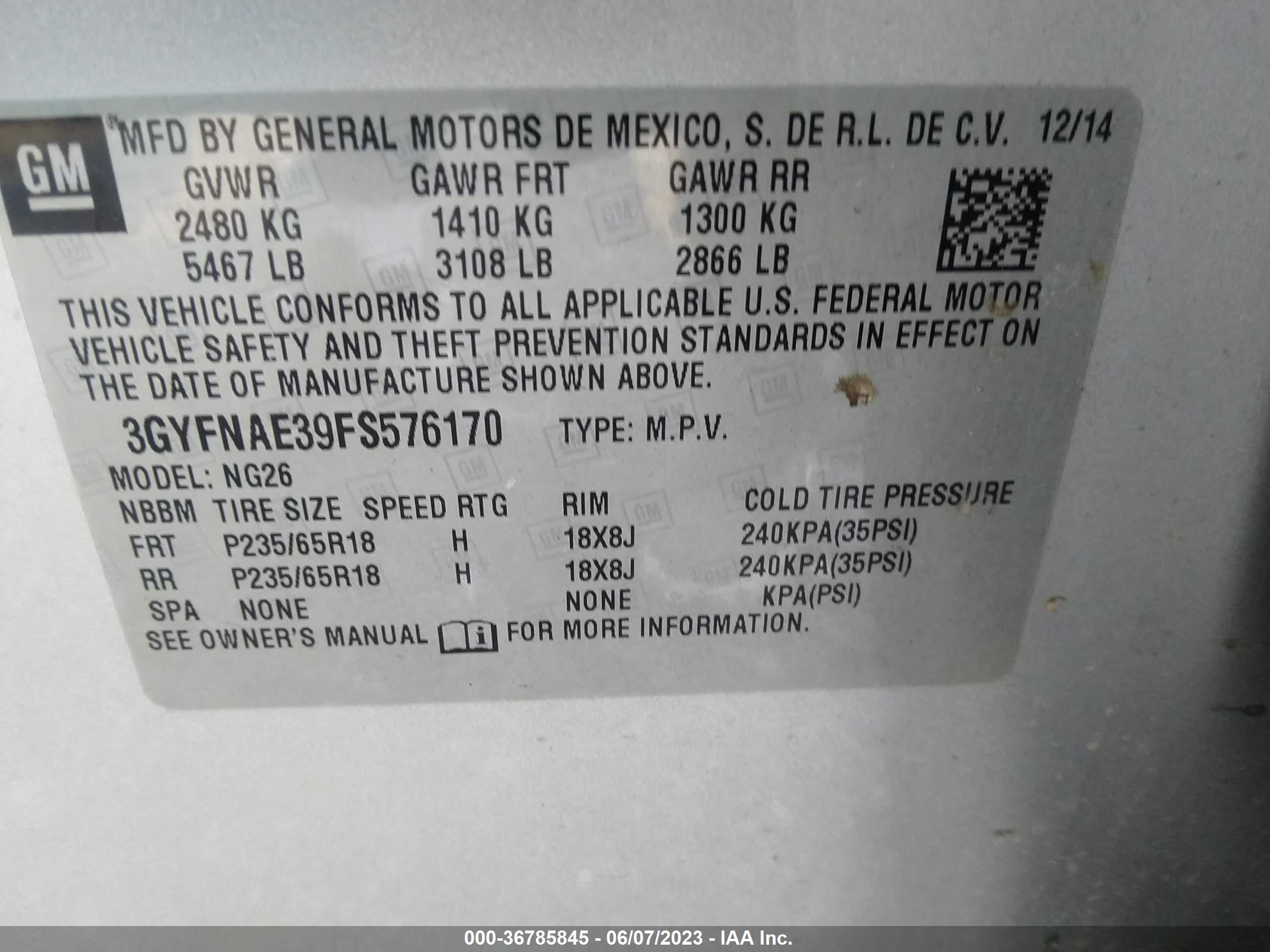 Photo 8 VIN: 3GYFNAE39FS576170 - CADILLAC SRX 