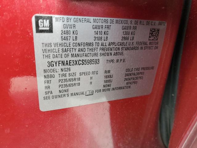 Photo 12 VIN: 3GYFNAE3XCS598593 - CADILLAC SRX LUXURY 