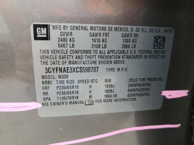 Photo 12 VIN: 3GYFNAE3XCS598707 - CADILLAC SRX LUXURY 