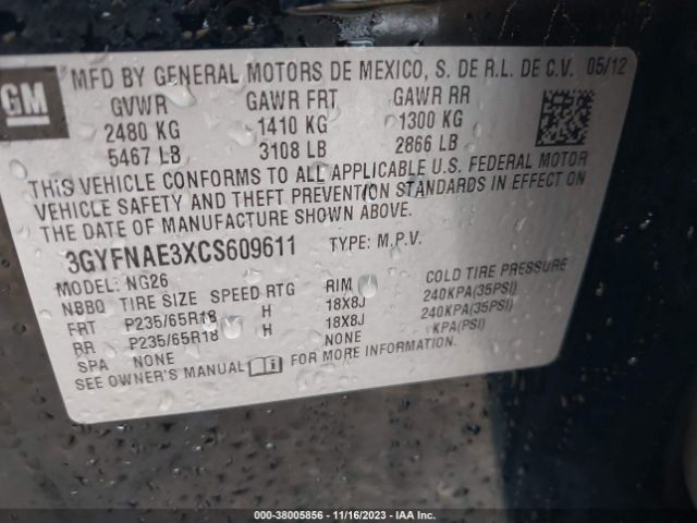 Photo 8 VIN: 3GYFNAE3XCS609611 - CADILLAC SRX 