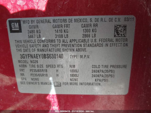 Photo 8 VIN: 3GYFNAEY0BS630140 - CADILLAC SRX 