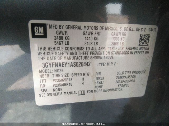 Photo 8 VIN: 3GYFNAEY1AS620442 - CADILLAC SRX 