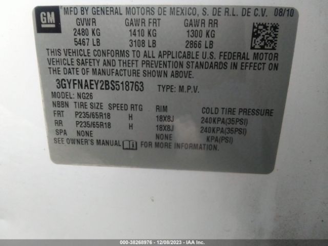 Photo 8 VIN: 3GYFNAEY2BS518763 - CADILLAC SRX 