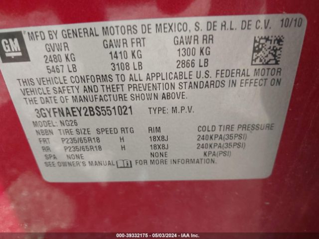 Photo 8 VIN: 3GYFNAEY2BS551021 - CADILLAC SRX 