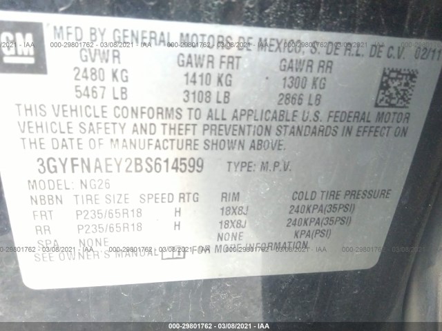 Photo 8 VIN: 3GYFNAEY2BS614599 - CADILLAC SRX 