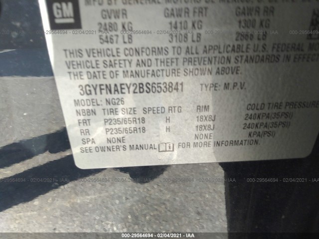 Photo 8 VIN: 3GYFNAEY2BS653841 - CADILLAC SRX 