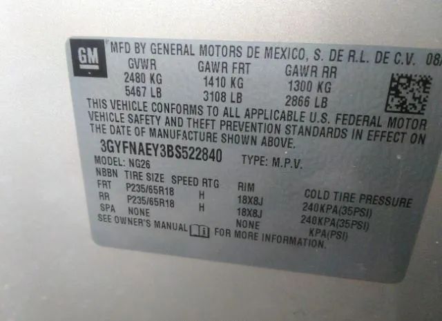 Photo 8 VIN: 3GYFNAEY3BS522840 - CADILLAC SRX 