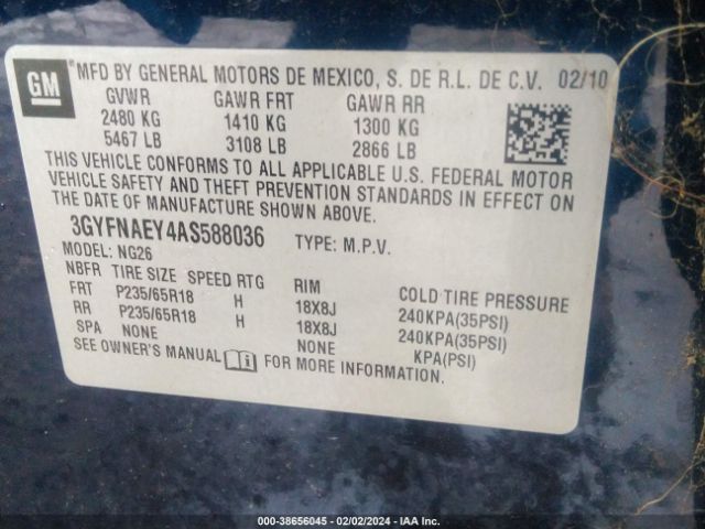 Photo 8 VIN: 3GYFNAEY4AS588036 - CADILLAC SRX 