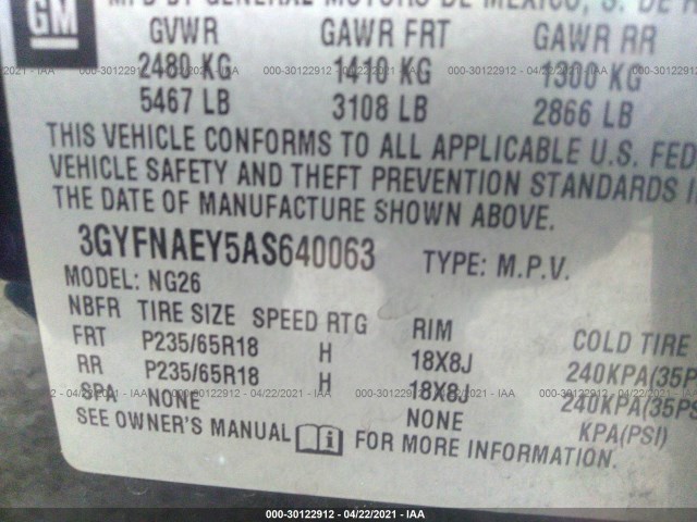 Photo 8 VIN: 3GYFNAEY5AS640063 - CADILLAC SRX 