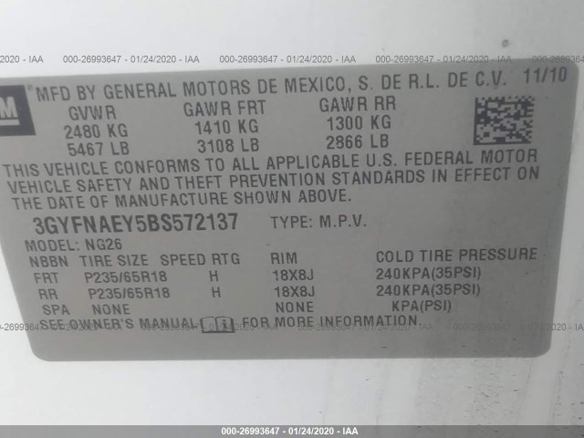 Photo 8 VIN: 3GYFNAEY5BS572137 - CADILLAC SRX 