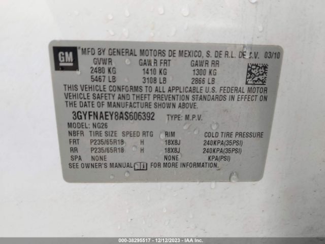 Photo 8 VIN: 3GYFNAEY8AS606392 - CADILLAC SRX 