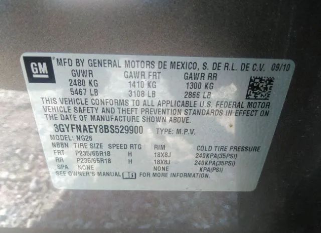 Photo 8 VIN: 3GYFNAEY8BS529900 - CADILLAC SRX 