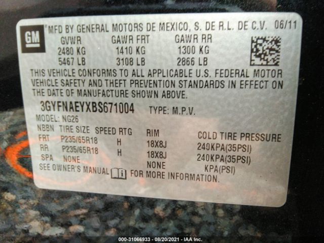 Photo 8 VIN: 3GYFNAEYXBS671004 - CADILLAC SRX 