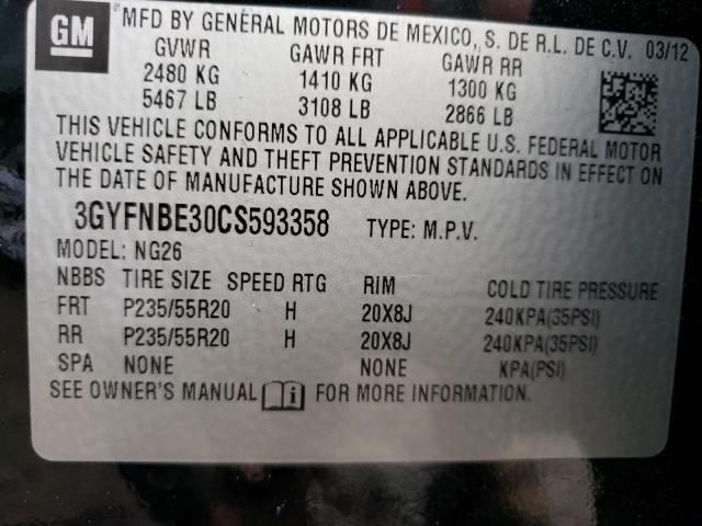 Photo 11 VIN: 3GYFNBE30CS593358 - CADILLAC SRX PERFOR 