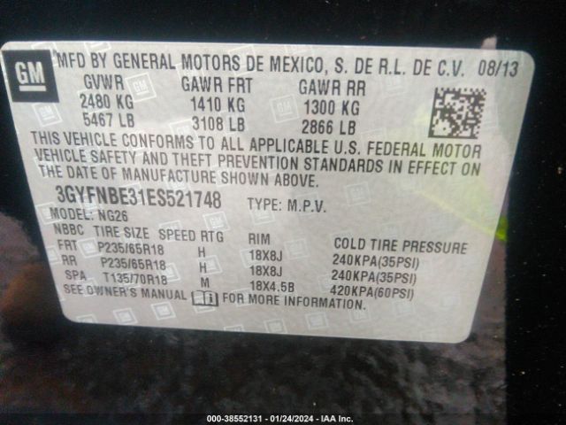 Photo 8 VIN: 3GYFNBE31ES521748 - CADILLAC SRX 