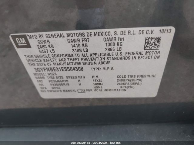 Photo 8 VIN: 3GYFNBE31ES564308 - CADILLAC SRX 