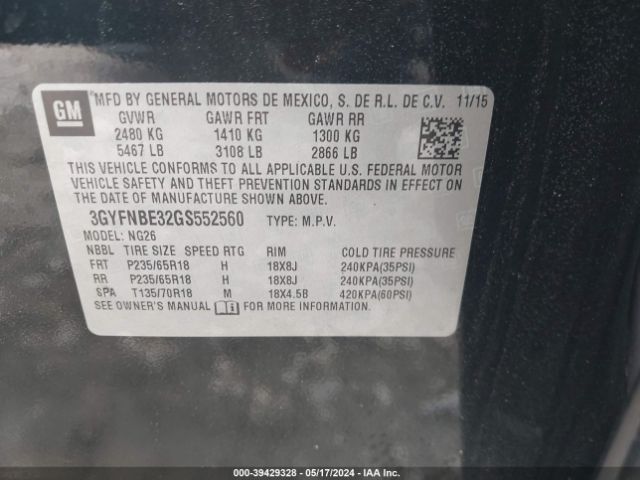 Photo 8 VIN: 3GYFNBE32GS552560 - CADILLAC SRX 