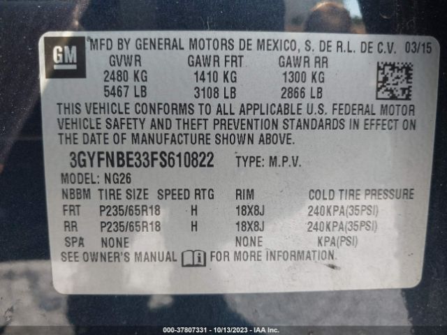 Photo 8 VIN: 3GYFNBE33FS610822 - CADILLAC SRX 