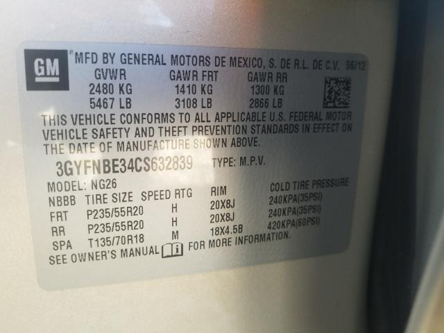 Photo 9 VIN: 3GYFNBE34CS632839 - CADILLAC SRX PERFOR 