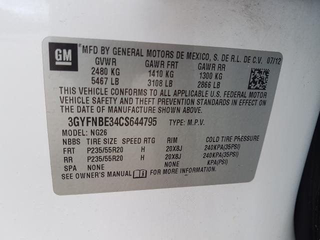 Photo 9 VIN: 3GYFNBE34CS644795 - CADILLAC SRX PERFOR 