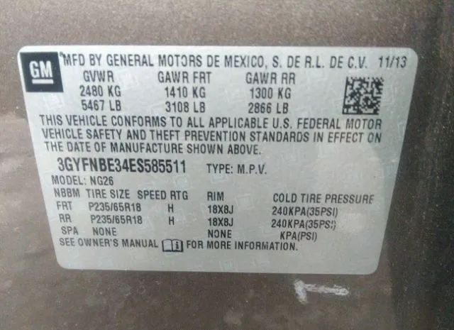 Photo 8 VIN: 3GYFNBE34ES585511 - CADILLAC SRX 