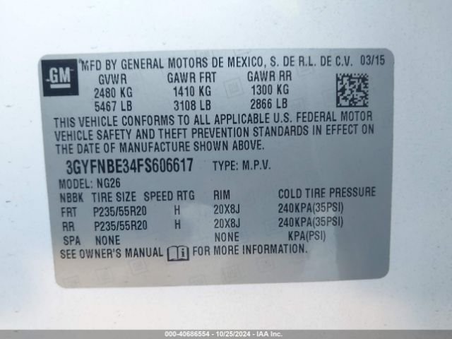 Photo 8 VIN: 3GYFNBE34FS606617 - CADILLAC SRX 