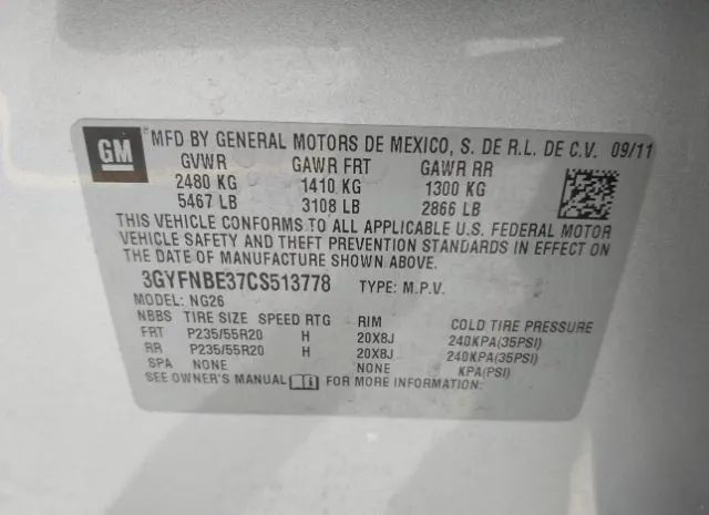 Photo 8 VIN: 3GYFNBE37CS513778 - CADILLAC SRX 