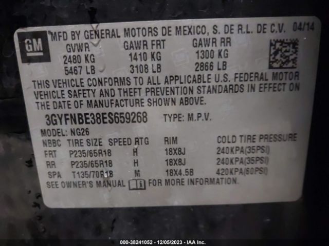 Photo 8 VIN: 3GYFNBE38ES659268 - CADILLAC SRX 