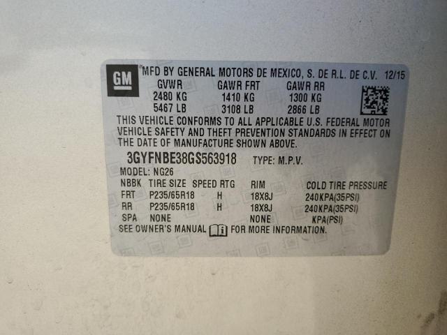 Photo 11 VIN: 3GYFNBE38GS563918 - CADILLAC SRX 