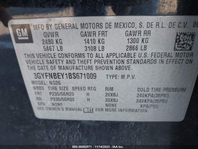 Photo 8 VIN: 3GYFNBEY1BS671009 - CADILLAC SRX 