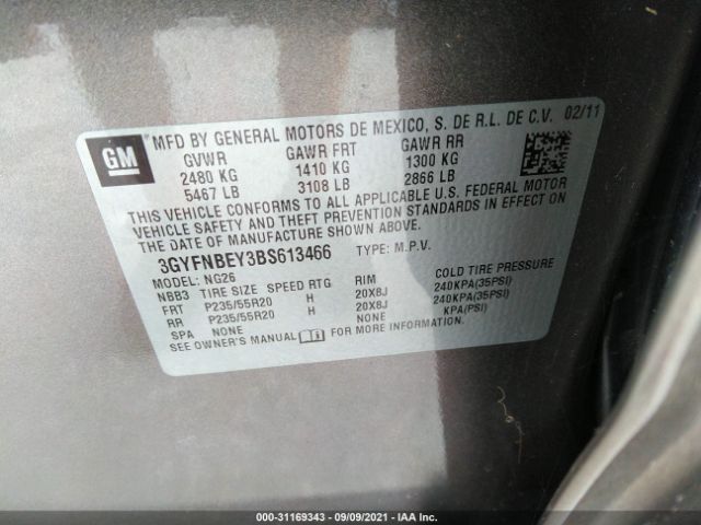 Photo 8 VIN: 3GYFNBEY3BS613466 - CADILLAC SRX 