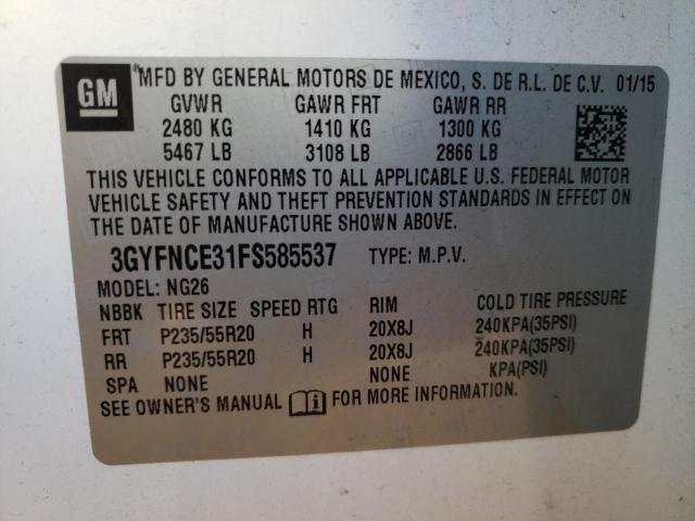 Photo 9 VIN: 3GYFNCE31FS585537 - CADILLAC SRX PERFOR 