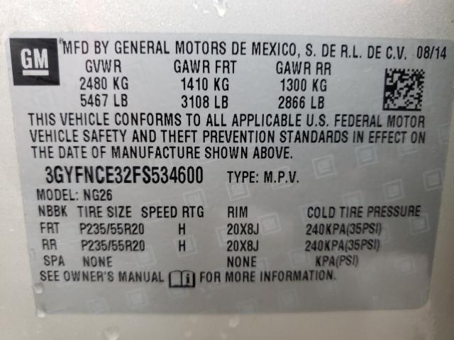 Photo 9 VIN: 3GYFNCE32FS534600 - CADILLAC SRX PERFOR 