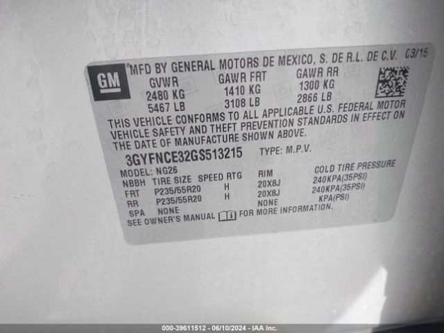 Photo 8 VIN: 3GYFNCE32GS513215 - CADILLAC SRX 