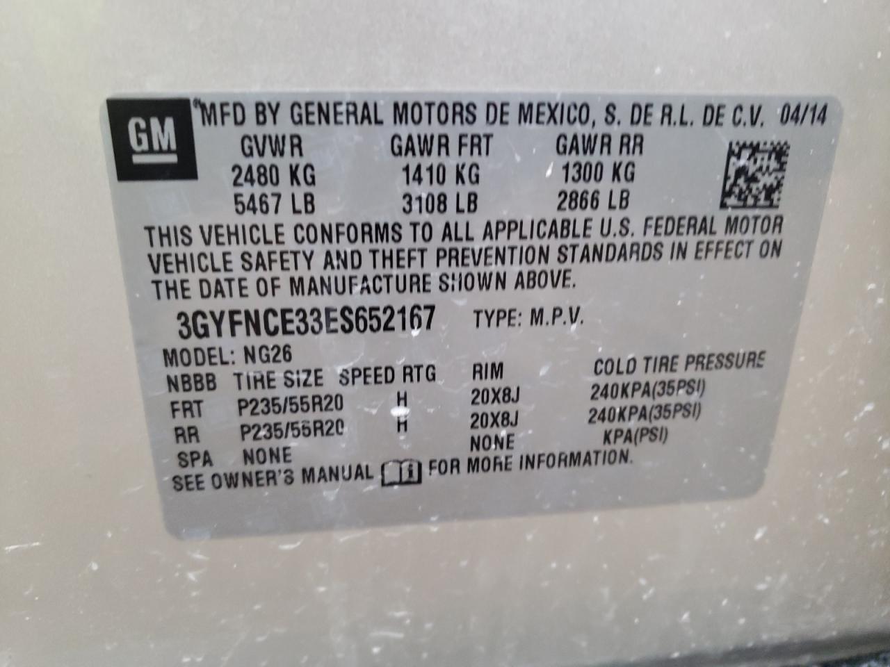 Photo 11 VIN: 3GYFNCE33ES652167 - CADILLAC SRX 